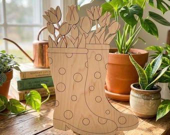 Spring Tulip Rain Boots SVG | Laser Cut File (Digital Download)