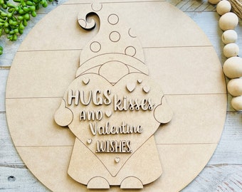 Valentine Gnome SVG Kit | Hugs and Kisses Cut Files (Digital Download)
