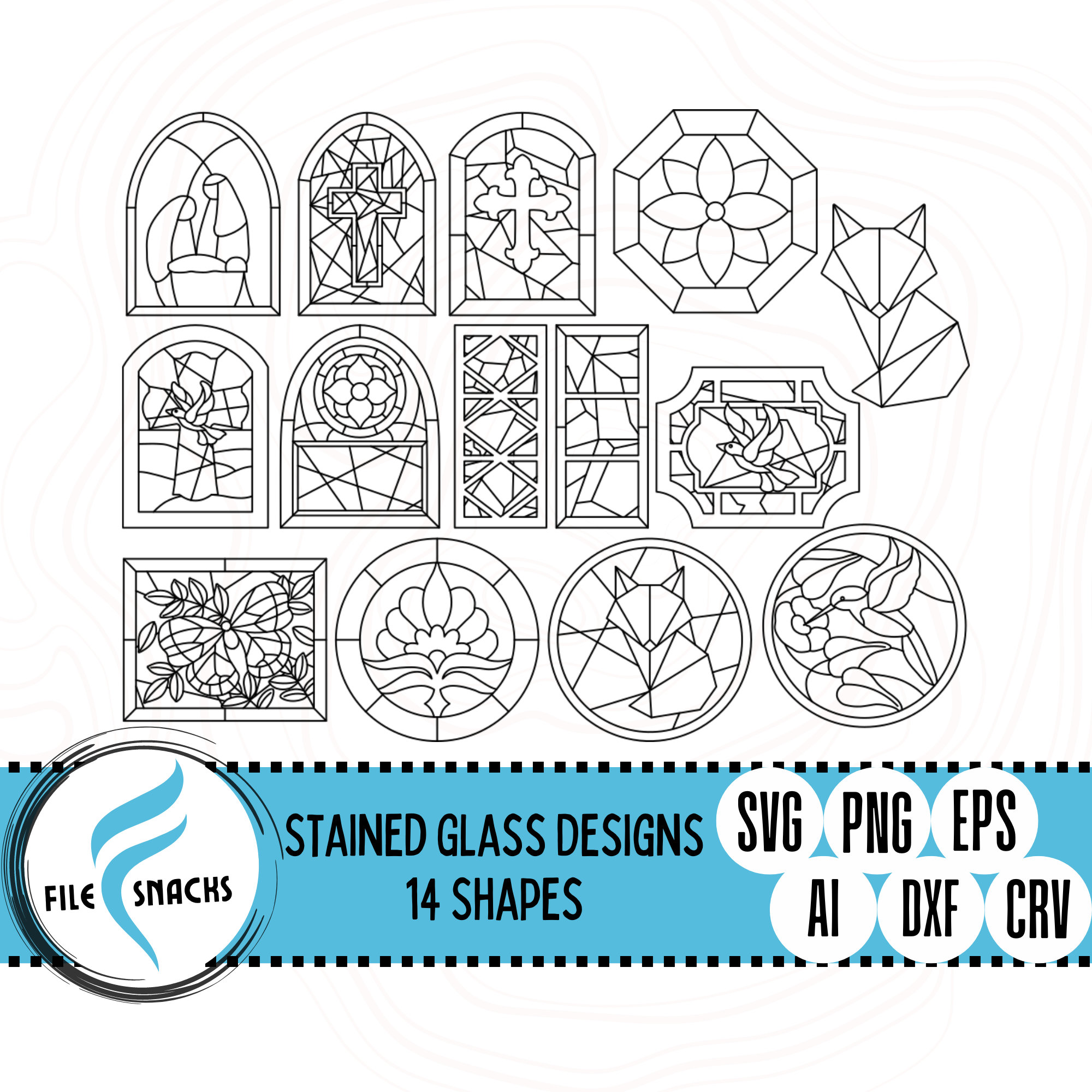 14 Stained Glass SVG Geometric Windows Cut File Blanks Etsy