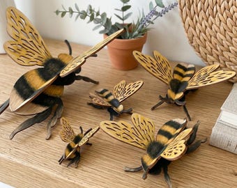 3D Bees SVG, Freestanding Insects Cut File (Digital Download)