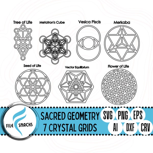 Sacred Geometry SVG | Crystal Grids sVg Files | Mandala SVG Files | OmTech Cutting Files | Mira Cuttable File | Glowforge SVG Files