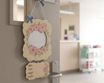 Baby Announcement Sign SVG | Laser Cut File, Floral Frame (Digital Download)