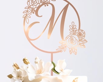 Floral Cake Topper | Initial Cake Toppers | Wedding Cake Toppers | Birthday Cake Topper | Monogram Cake Topper | Laser Ready Cut Files
