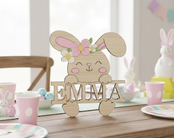 Personalized Easter Bunny Name Sign SVG | Floral Cut File (Digital Download)