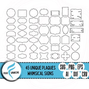 45 Blank Signs SVG | Whimsical Plaque Cut File | Blanks | Laser SVG File | OmTech Cutting Files | Mira Cuttable File | Glowforge SVG File