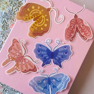 Lunar Moth Stickers | Celestial Moth Stickers | Moth Stickers | Clear Stickers | Moon Moth Stickers | Witchy Stickers | Laptop Stickers