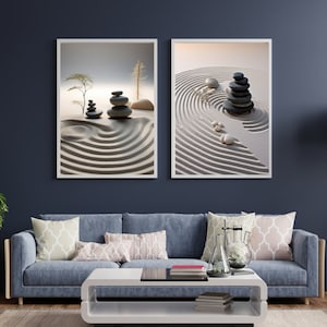 Japanese Zen Garden Print Set of 2, Minimalist Room Wall Decor, Instant Download, Aesthetic Home Decoration, Gallery Set, Printable Wall Art
