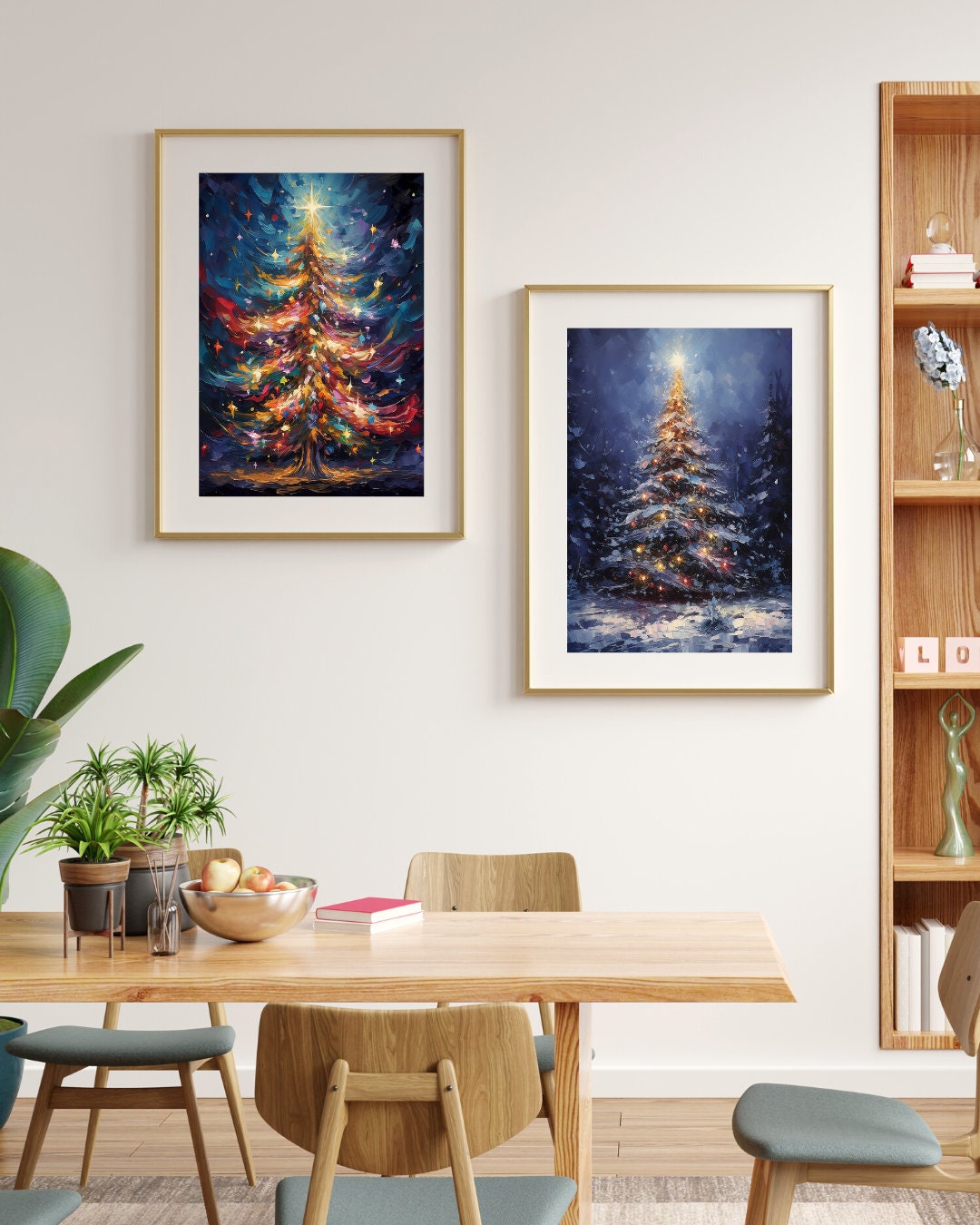 Printable Vibrant Christmas Tree Prints,set of 3,winter Wall Arts,xmas
