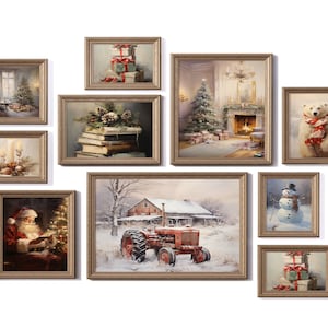 Set of 10 Christmas Print Set,Winter Gallery Wall,Christmas Prints,Rustic Wall Decor,Xmas Printable Wall Art Download,Gallery Holiday Prints