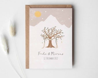 Personalisierte Hochzeitskarte Winter Baum