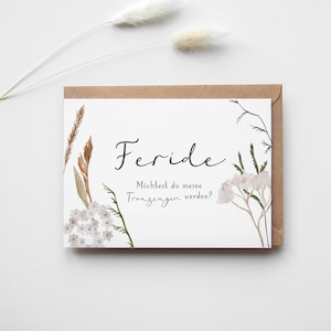 Tarjeta de Dama de Honor flores personalizadas