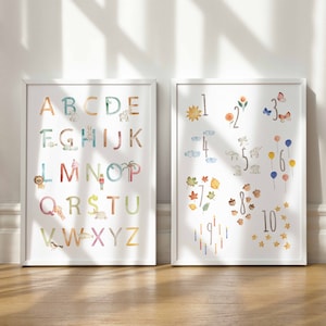 2er Set ABC Poster und Zahlenposter für Kinder