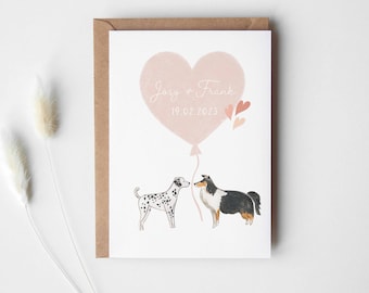Tarjeta de boda personalizada con perros