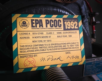 SPIRIT Proton Pack Battery Cover | EPA PCOC License | Re-Usable Styro-Sticker
