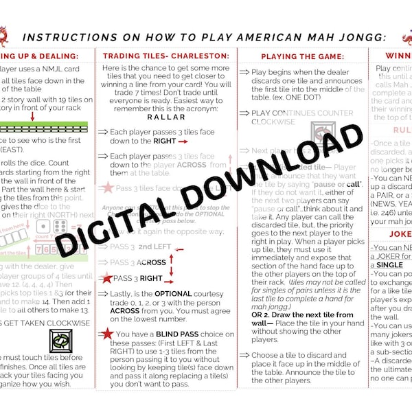Instrucciones para jugar al Mah Jongg americano