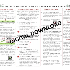 How To Instructions for playing American Mah Jongg