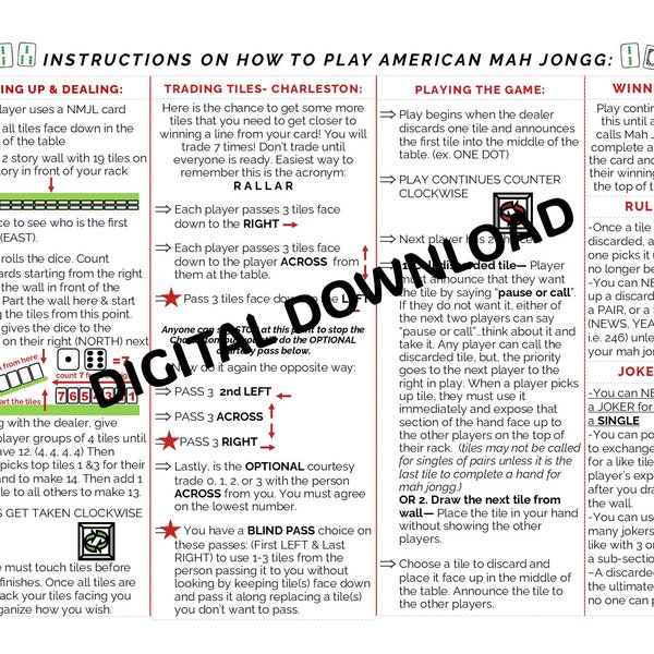 How To Instructions for playing American Mah Jongg