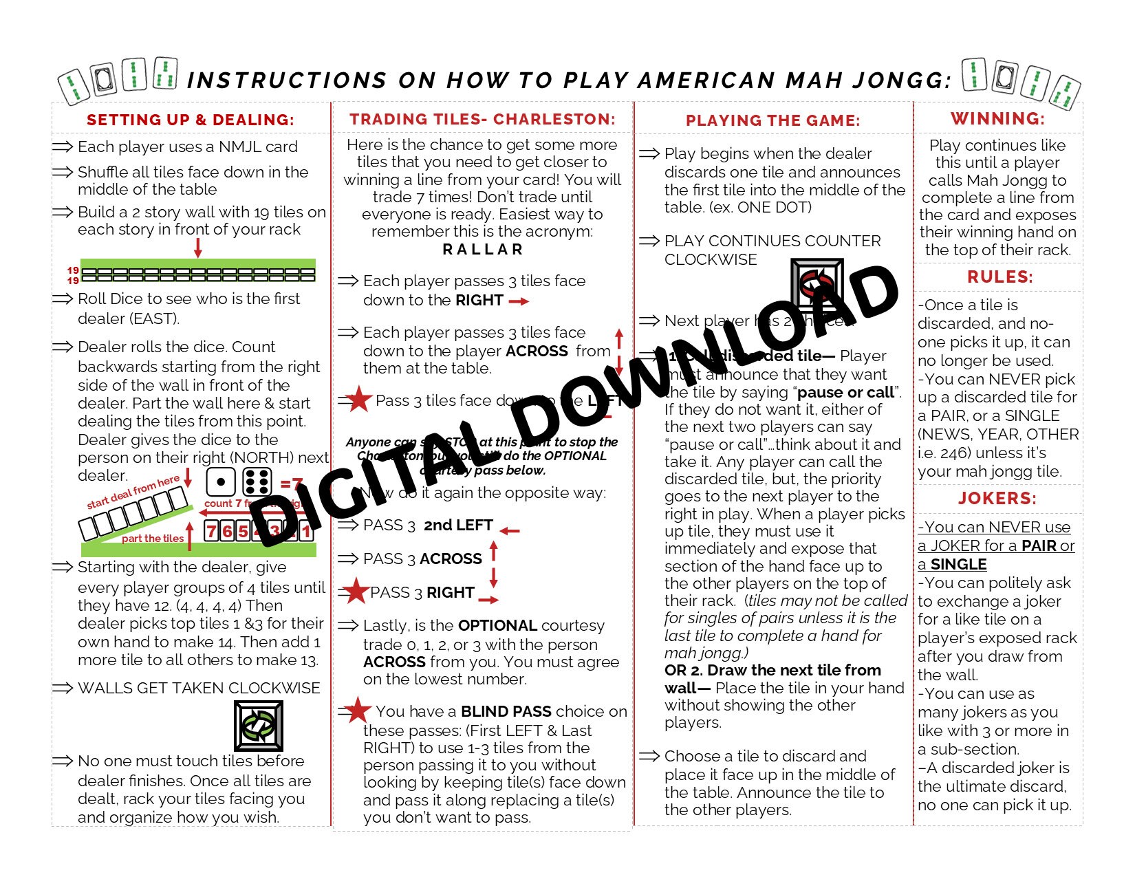 How to Instructions for Playing American Mah Jongg - Etsy how-to-instructions-for-playing-american-mah-jongg-etsy