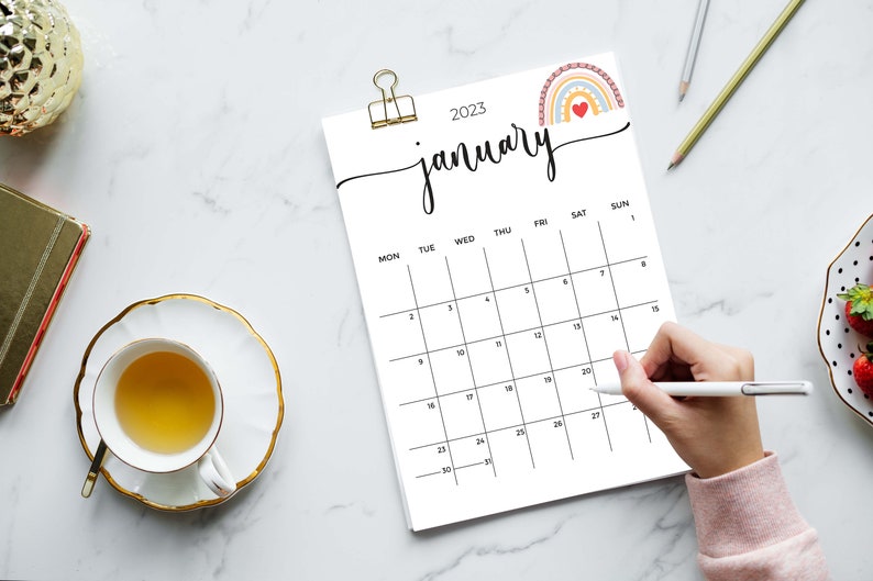 Rainbow 2023 2024 Calendar Bundle Printable Editable Portrait Monthly ...