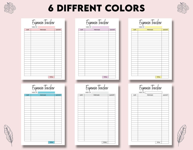 Weekly Expense Tracker Printable Expense Tracker Purchase - Etsy