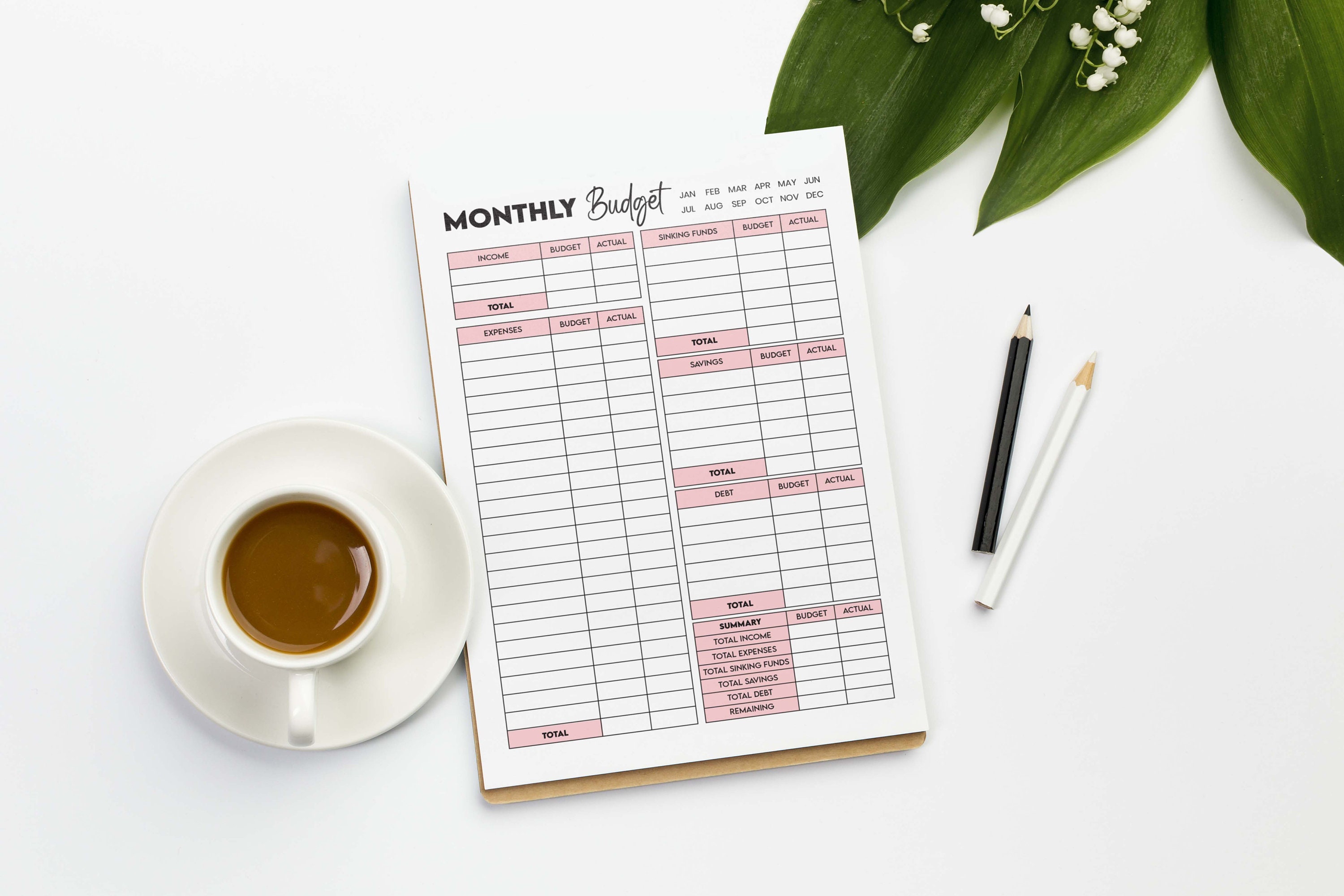 MONTHLY Budget Overview Template Printable Budget Binder Budget Planner