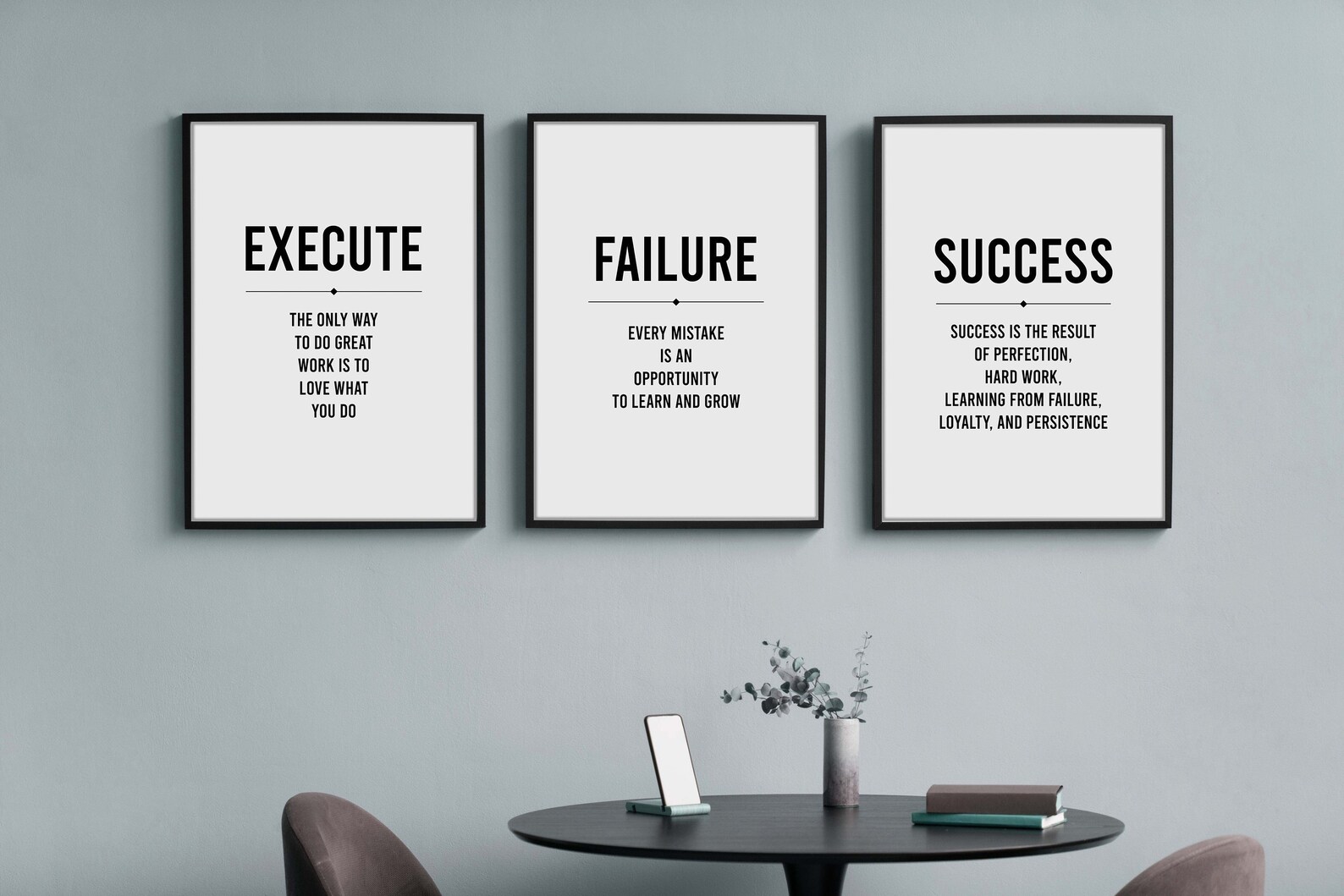 Inspirational Printable Black and White Office Wall Art Set Etsy