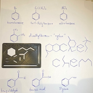 Papelería Plantilla de tarjeta de química orgánica para dibujar moléculas precisas 'Pocket Chem'