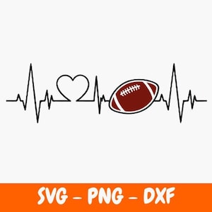 Battement de coeur de football SVG | PNG | DXF | Jour du match | Fan de football | Cadeau pour lui | Conception numérique | Couper le fichier | Cricut | Téléchargement numérique | Sport