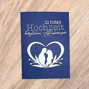 Hochzeitskarte, Glückwünsche zur Hochzeit, Farbe frei wählbar, handmade, Heirat, Brautpaar, Grußkarte