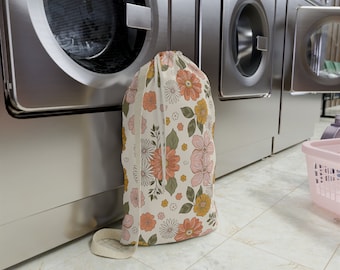 Retro Floral Print Laundry Bag, Dorm Decor
