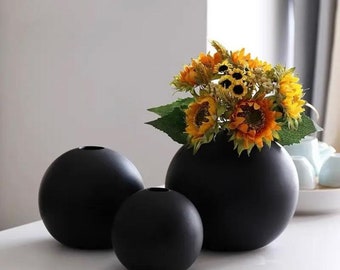 Kugelvase 3er Set Designer Vase Moderne Ball Vasen für Inneneinrichtung Wohnzimmer Bürotisch Dekoration