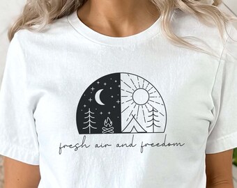 Camping T-Shirt: Fresh Air, Freedom Seeker Graphic Tee