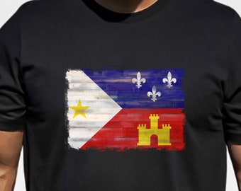 Acadian Flag T-Shirt, Distressed Cajun Pride Design