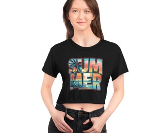 Summer Ocean Vibes Crop Tee, Vacation Shirt