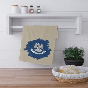 Toalla de cocina de bandera de Luisiana, cocina cajún, Luisiana, Acadiana, Lafayette, Nueva Orleans, Baton Rouge, Regalos cajún, Condimento, Cangrejo de río