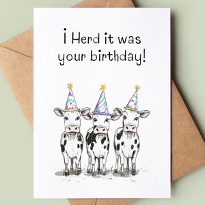 Carte de joyeux anniversaire vache - Je troupeau c'était votre anniversaire - Carte de voeux vache jeu de mots - Carte d'anniversaire blague - Carte des amoureux des animaux - Carte des amoureux des vaches