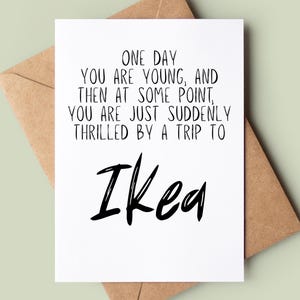 Divertente biglietto di auguri di buon compleanno - Biglietto di compleanno umoristico - Biglietto di auguri divertente - Biglietto di compleanno per lui - Emozionato dal viaggio all'Ikea - Biglietto per lei