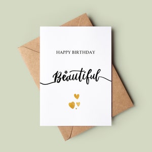 Lindo cartão de feliz aniversário - Cartão de aniversário romântico - Cartão de felicitações para ela - Cartão de coração de amor - Cartão de aniversário para namorada - Cartão para esposa