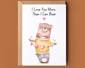 Carte de joyeux anniversaire jeu de mots ours - jolie carte pour elle - carte d'anniversaire pour elle - carte d'anniversaire d'amant d'ours - carte d'amant d'ours