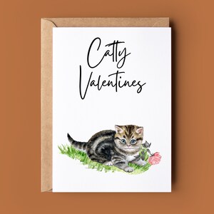 Funny Cat Pun Valentine Card - Valentine Card For Her - Happy Valentine Cute Cat Card - Joke Cat Card - Catty Valentines Card
