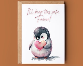 Cute Penguin Anniversary Card - Personalised Anniversary Card - Penguin Lover Card - Sweet Anniversary Card - Card For Him - Card For Her