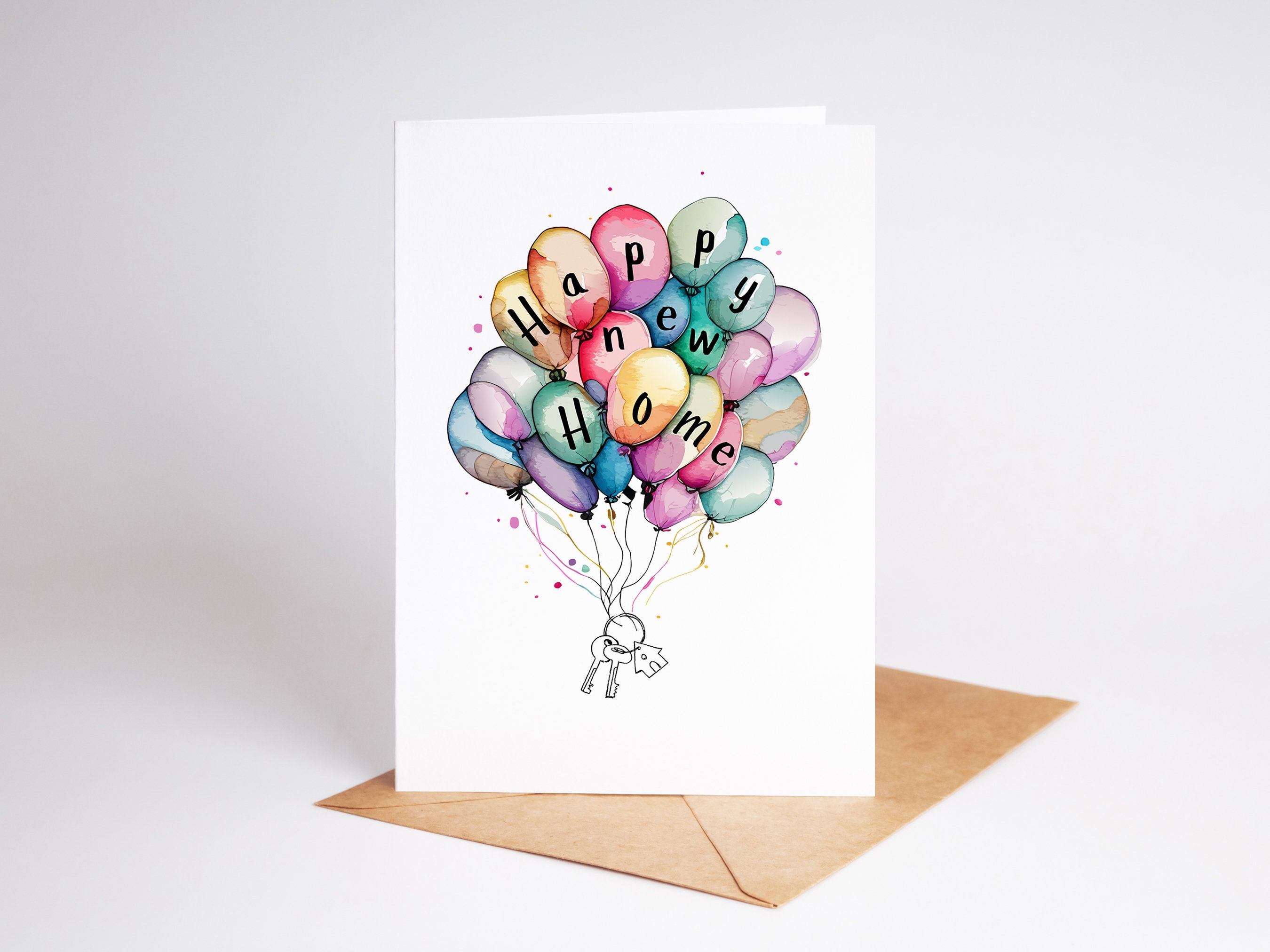 Congratulations New Home Card - Funny Moving House Card - Cute Balloon ...