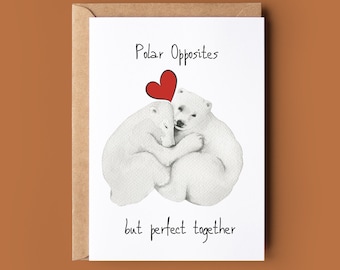 Polar Bear Happy Anniversary Card - Personalised Card - Congratulations Card - Happy Anniversary Cute Polar Bear Card - Animal Lover Card
