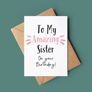 Zuster Happy Birthday Card - zuster wenskaart - verjaardagskaart voor broer of zus - aan mijn geweldige zus op je verjaardag - kaart voor zus