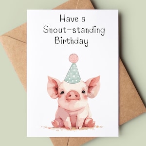 Niedliche Schweinchen alles Gute zum Geburtstagkarte - lustige Geburtstagskarte mit Schnauze - Schwein Wortspiel Grußkarte - individuelle Schweinchen Liebhaber Karte - Geburtstagskarte
