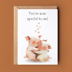 Biglietto di auguri per San Valentino - Biglietto di gioco di parole divertente sul maiale - Biglietto di San Valentino romantico - Biglietto di maiale carino - Biglietto per anniversario - Biglietto per lei e per lui