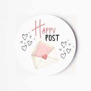 Stickers Happy Post Purchase - Stickers ronds - Étiquette pour petite entreprise - Sticker pour emballage - Sticker petite entreprise - Étiquette de remerciement