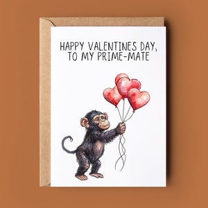 Tarjeta feliz del día de San Valentín - Tarjeta de juego de palabras de mono - Tarjeta de San Valentín romántica - Tarjeta de San Valentín linda - Tarjeta para aniversario - Tarjeta de juego de broma