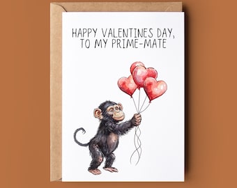 Happy Valentine's Day Card - Monkey Pun Card - Romantic Valentines Card - Cute Valentine Card - Card For Anniversary - Joke Pun Card