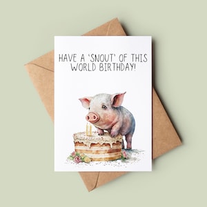 Cute Pig Happy Birthday Card - Funny Pig Bday Card - Pig Pun Greetings Card - Customised Birthday Card - Animal Lover Gift - Pig Lover Card